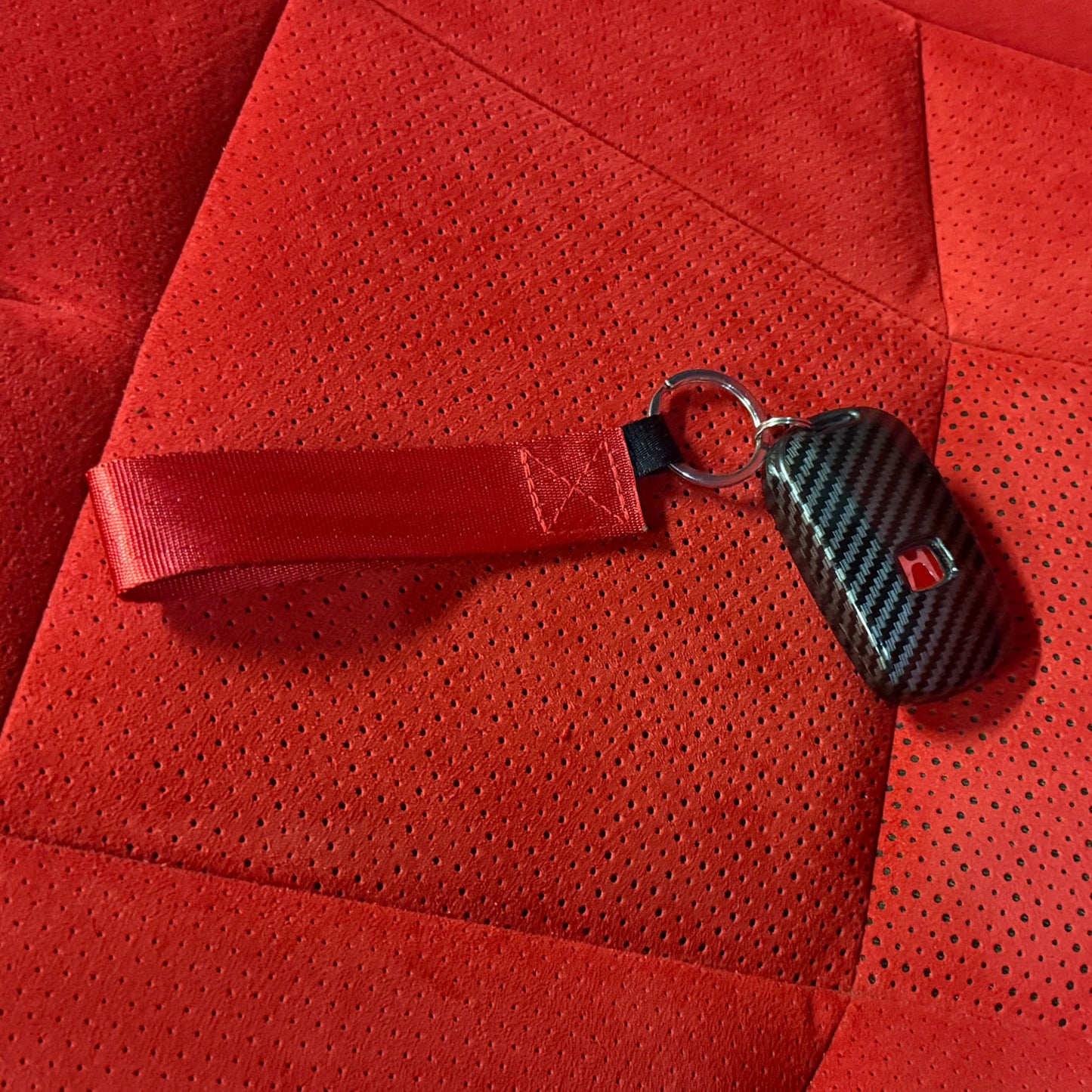 Carbon Fiber Style Key Fob Cover + STRIX Racing Lanyard (Bundle)